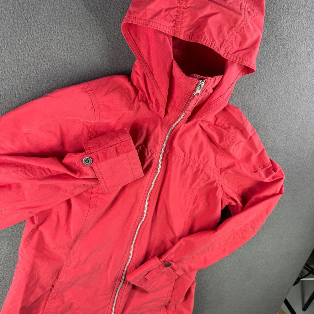 Columbia Jacket Men S Hooded Coral Full Zip Cotton Blend Hiking Outdoors‎